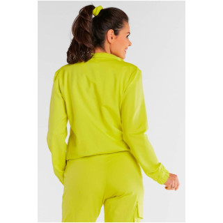 Ženski ohlapen pulover z zadrgo v limeta barvi