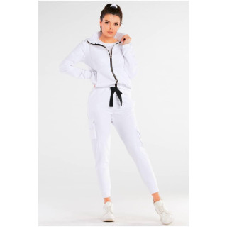 Ženski udobni žepi z ohlapnim krojem v beli barvi