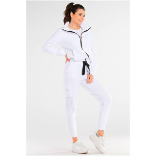 Ženski udobni žepi z ohlapnim krojem v beli barvi