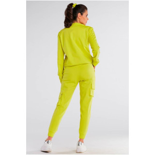 Udobni ženski žepi v limeta barvi z ohlapnim krojem