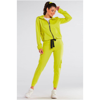 Udobni ženski žepi v limeta barvi z ohlapnim krojem