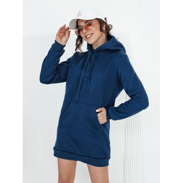 Ženska majica s kapuco v temno modri barvi