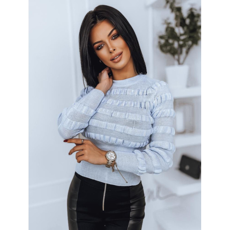 Kratek ženski pulover svetlo modre barve