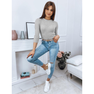 Rebrast ženski svetlo siv pulover