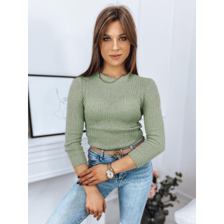 Rebrast ženski svetlo zelen pulover