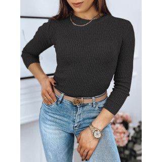 Temno siv ženski rebrasti pulover