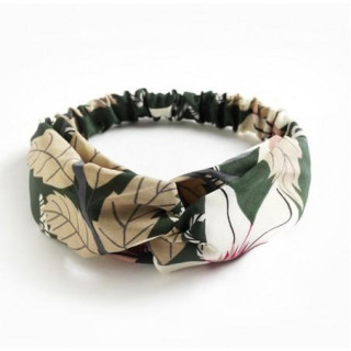 Ženski zelen naglavni trak s potiskom listov