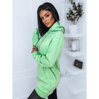 Dolg ženski pulover mint barve s kapuco