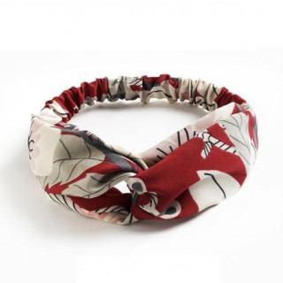 Naglavni trak iz blaga v bordo barvi z gumico