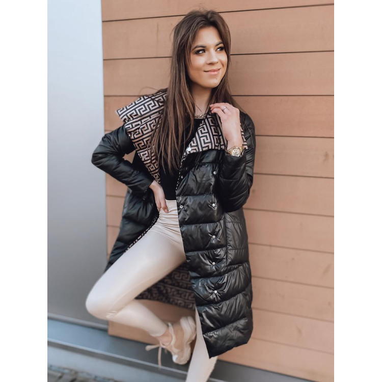 Črna dvostransko prešita pomladna jakna za ženske