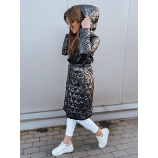 Dolga ženska črna prešita jakna