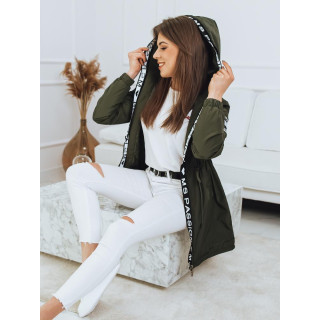 Dolga ženska parka v kaki barvi za pomlad