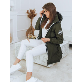 Dolga ženska parka v kaki barvi za pomlad