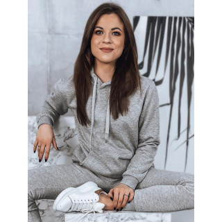 Ženski pulover s kapuco v sivi barvi