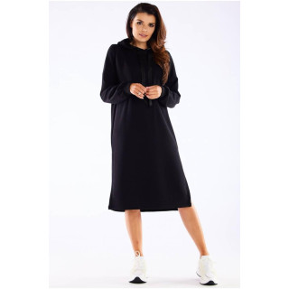 Ženska črna oversize obleka z razporki