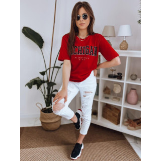 Ženska rdeča majica s potiskom MICHIGAN