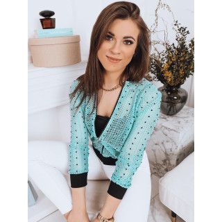 Ženska mrežasta bomber jakna v modri barvi