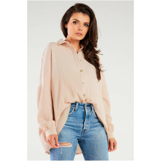 Ženska oversize majica v bež barvi