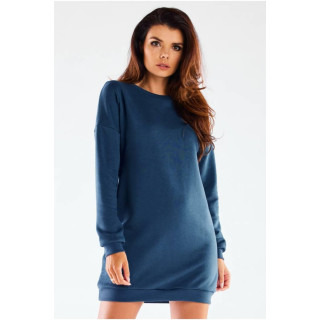 Modra ženska pulover obleka