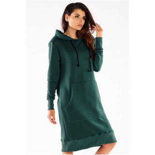 Pulover obleka s kapuco v zeleni barvi