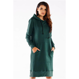 Pulover obleka s kapuco v zeleni barvi