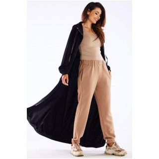 Dolg črn pulover s kapuco