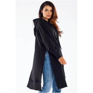 Črn oversize pulover z razporki