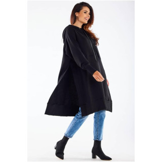 Črn oversize pulover z razporki