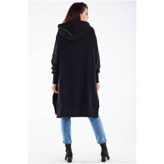 Črn oversize pulover z razporki