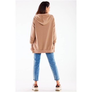 Bež asimetričen pulover z razporki