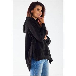 Asimetrična črna jopica z razporki