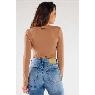 Basic majica z dolgimi rokavi v bež barvi