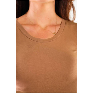 Basic majica z dolgimi rokavi v bež barvi