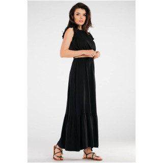 Črno maxi krilo z volančkom