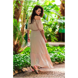 Žensko bež maxi krilo z volančkom