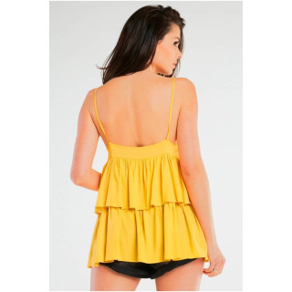 Rumena ohlapna bluza z naramnicami