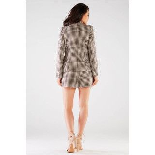 Ohlapne kariraste rjave kratke hlače