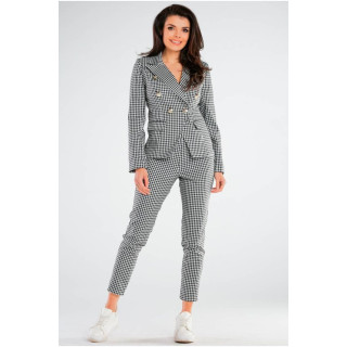 Črna karirasta jakna z dvojnim zapenjanjem