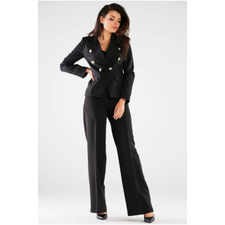 Črne široke hlače z visokim pasom