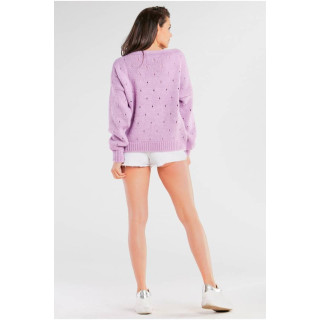 Vijoličen ohlapen ženski pulover