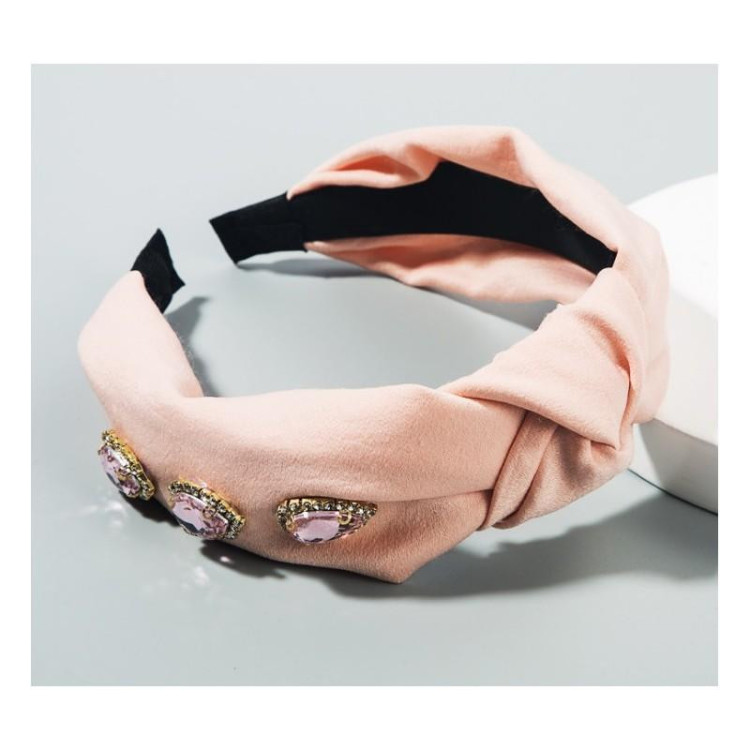 Roza naglavni trak z okrasnimi kristali