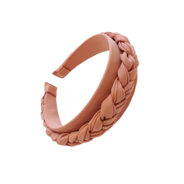 Pleten ženski naglavni trak v karamelni barvi