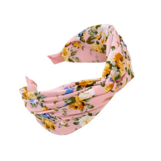 Ženski naglavni trak z rožnatimi rožicami in vozlom