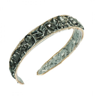 Ženski temno siv kristalni naglavni trak