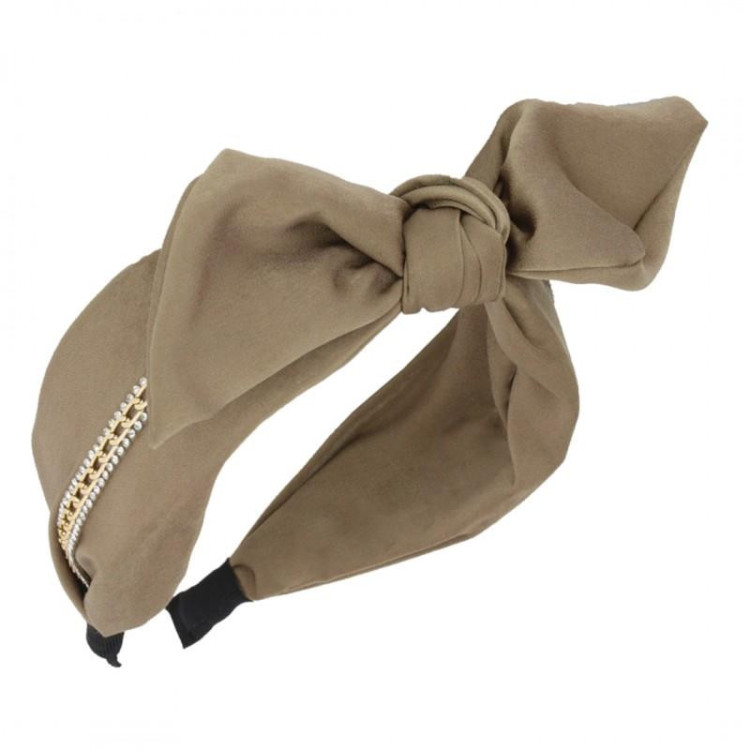 Ženski naglavni trak s pentljo v krem barvi