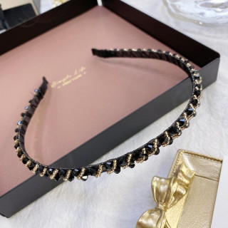 Črn ženski naglavni trak s kristali