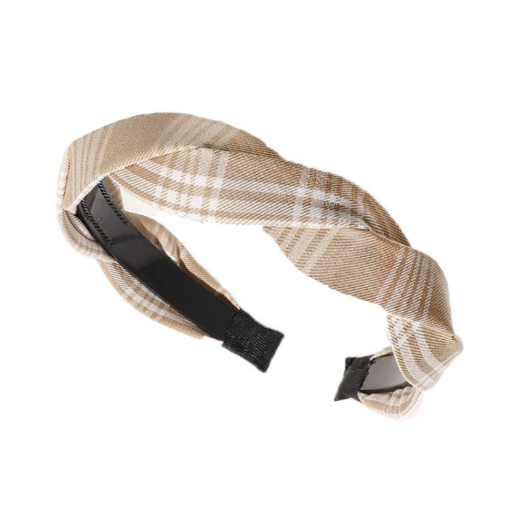 Bež karirasti ženski naglavni trak