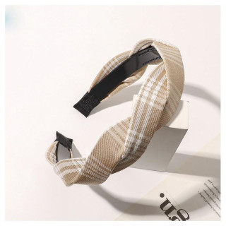 Bež karirasti ženski naglavni trak