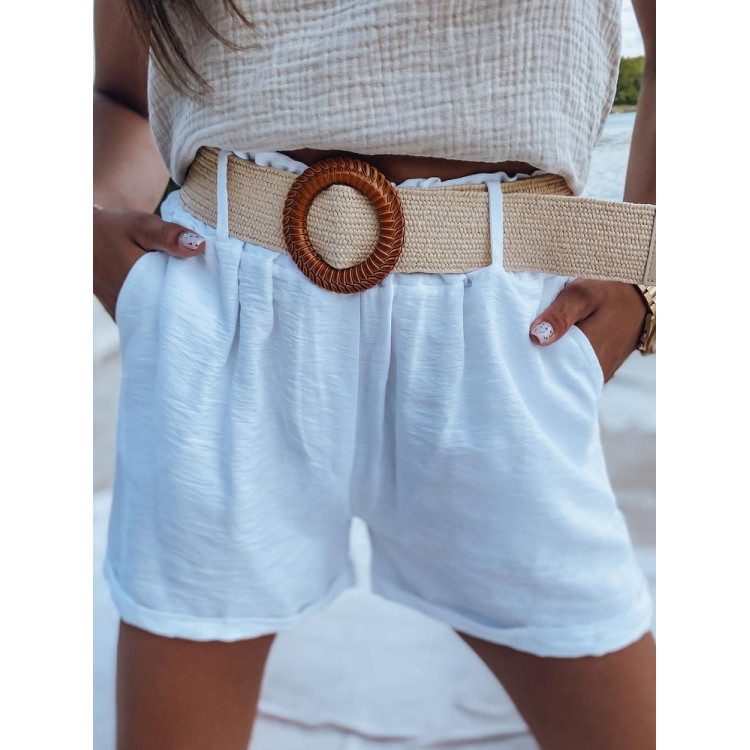 Bele ženske kratke hlače z visokim pasom