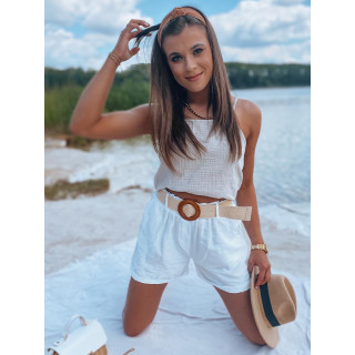 Bele ženske kratke hlače z visokim pasom